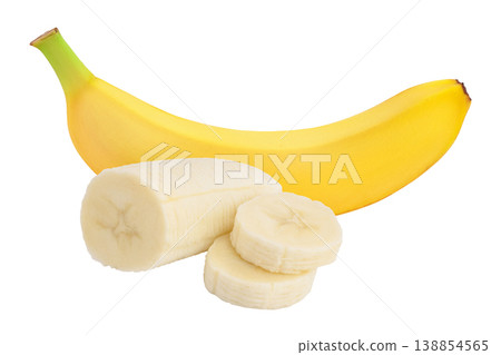 banana with pieces isolated on white background with full depth of field. 138854565