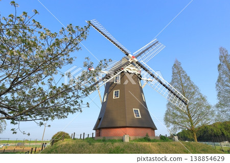 A landscape with windmills at Akebonoyama Agricultural Park 138854629