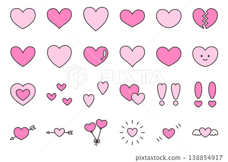 心臟圖示的向量插圖集。情人節 138854917