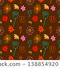 Abstract flower or floral hand drawn seamless pattern background for wallpaper and wrapping 138854920