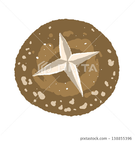 裝飾性切面香菇插圖（十字形，俯視圖）。 138855396