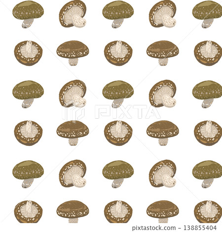 Seamless Shiitake Mushroom Pattern Background (Front and Back Mix) 138855404