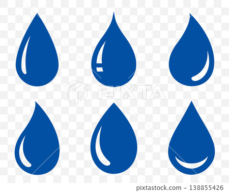 Water drops, falling droplets set icons Water drops, falling droplets set icons 138855426