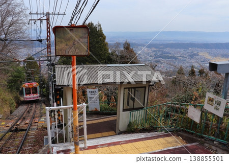 Ikoma Cable Car's secluded station, Umeyashiki Station, and the townscape of the Nara Basin (Ikoma City, Nara Prefecture) 138855501