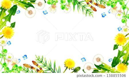 Spring flowers and plants frame - hand-drawn watercolor illustration material Spring flowers and plants frame - hand-drawn watercolor illustration material 138855506