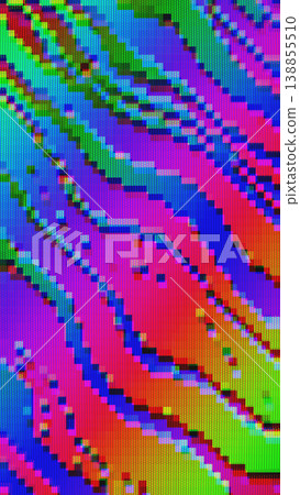 Glitch Art Pattern with Neon Colors for Retro 80s, Pixel Aesthetic Glitch Art Pattern with Neon Colors for Retro 80s, Pixel Aesthetic 138855510