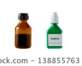 Bottle of iodine antiseptic isolated on white background. Medical disinfectant used for wound care, hygiene, and infection prevention. Iodine antiseptic medicine for disinfection. 138855763