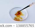 Drop of iodine falling from pipette into petri dish. Laboratory experiment concept, antiseptic solution and scientific research. 138855765