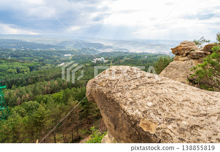 View of Kislovodsk Park and the cable car from the mountain View of Kislovodsk Park and the cable car from the mountain 138855819