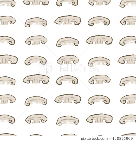 無縫圖案背景插圖，描繪了切片香菇（橫截面） 138855909