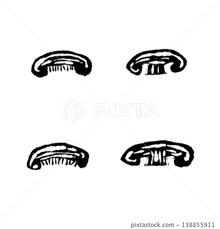一組切成兩半的香菇(單色) 一組切成兩半的香菇(單色) 138855911