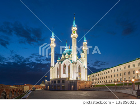 Kul Sharif mosque in Kazan Kremlin, Tatarstan, Russia. It is tourist attraction of Kazan. Kremlin. The main attraction of the city of Kazan. 138856023