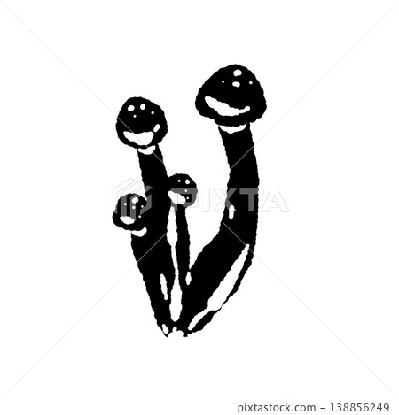 將白玉菇分成若干小塊（垂直圖，單色） 138856249