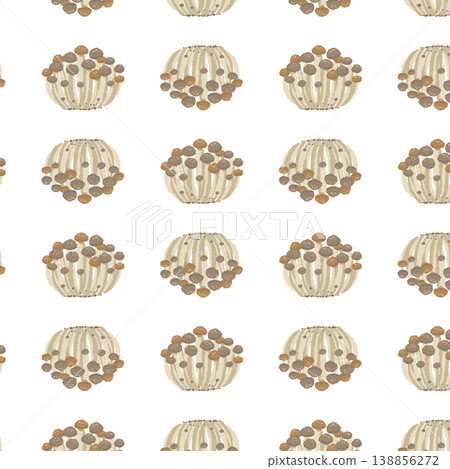 無縫圖案背景插圖，以小巧的、排列整齊的姬松茸為主題 138856272