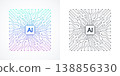 Modern handmade vector icon, sign, logo circuit line style in the Artificial intelligence concept. Set AI processor icon flat design. Motherboard digital chip AI. 138856330