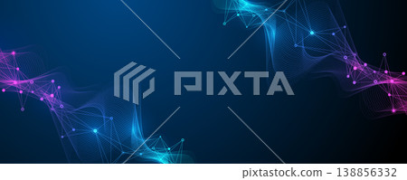 Modern digital technology background design with molecular plexus lines and dots. Futuristic network connection. Data flow. Abstract mesh, big data technology, AI, science, cyberspace. Modern digital technology background design with molecular plexus lines and dots. Futuristic network connection. Data flow. Abstract mesh, big data technology, AI, science, cyberspace. 138856332