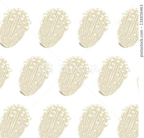 Seamless pattern background illustration of enoki mushrooms (alternating pattern) 138856463