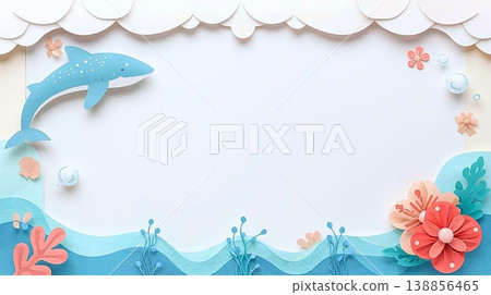 鯨鯊與芙蓉花海洋主題 138856465