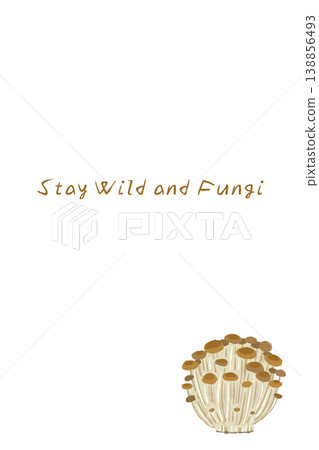 棕色金針菇豎版留言卡模板 138856493