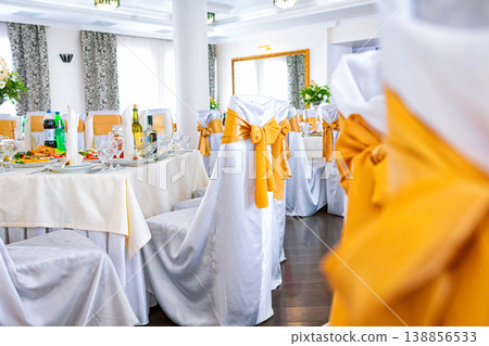 wedding the decorated yellow with fabrics and compositions from fresh flowers, wedding the decorated yellow with fabrics and compositions from fresh flowers, 138856533