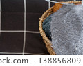 Basket holding vibrant yarn balls prepared for knitting and crafting projects 138856809