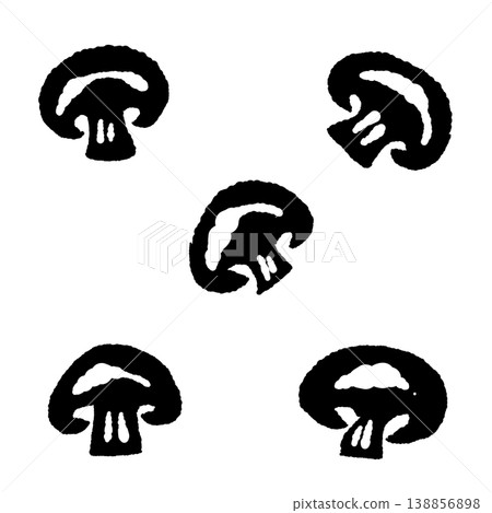 Set of sliced mushrooms (monochrome) 138856898