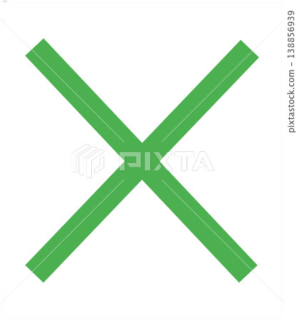 Green "X" icon with transparent background. Symbol for completed/finished/deleted tasks. 138856939