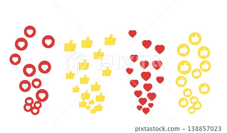 Social media like emotion icons, hearts, thumb up 138857023