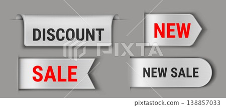 Sale and discount fabric labels set 138857033
