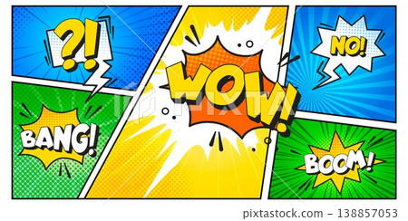 Comic book retro background with speech bubbles Comic book retro background with speech bubbles 138857053