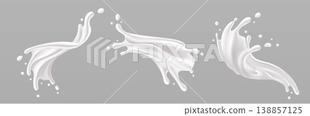 Fresh milk splash with creamy swirl, liquid wave 138857125