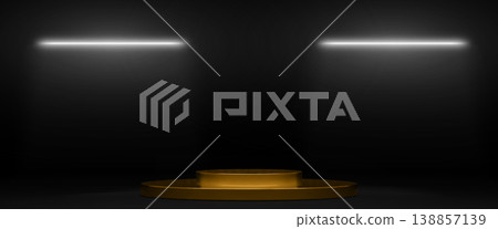 Luxury golden pedestal with LED light illumination Luxury golden pedestal with LED light illumination 138857139