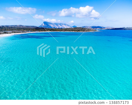 Drone view of Cala Brandinchi sea 138857173