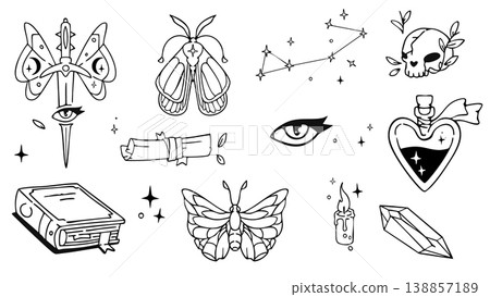 Mystic boho designs for tattoo or tarot cards 138857189
