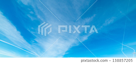 Blue sky with clouds and contrails in California 138857205