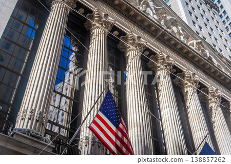 US flag in New York Stock Exchange facade 138857262