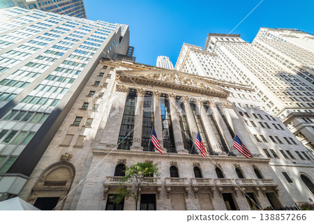 World famous New York Stock Exchange on a sunny day World famous New York Stock Exchange on a sunny day 138857266