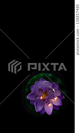 Vesak lantern lotus flowers floating on dark water, Buddha birthday celebration background 138857480