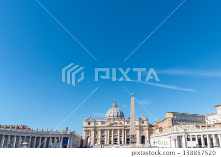 Saint Peter Square under a blue sky Saint Peter Square under a blue sky 138857520