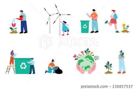 關心全球環境的人們的插圖 138857537