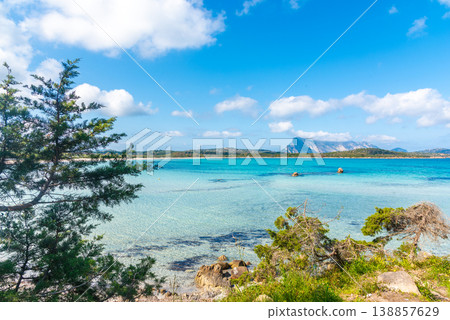 Lu Impostu beach under a blue sky with clouds in springtime Lu Impostu beach under a blue sky with clouds in springtime 138857629