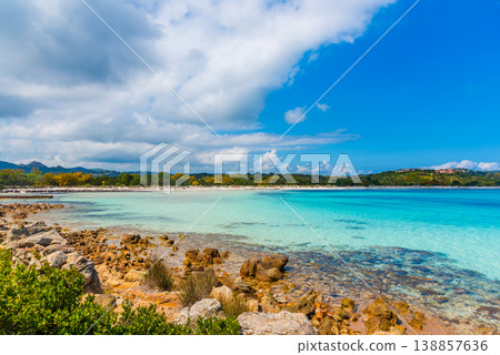 Famous Cala Brandinchi beach under a cloudy sky Famous Cala Brandinchi beach under a cloudy sky 138857636