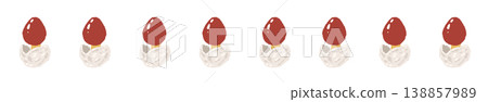 Line decoration/decorative border illustration material featuring young, round Amanita caesarea mushrooms. 138857989