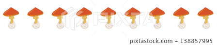 Line decoration/decorative border material featuring Amanita caesarea (mixed growth stages). 138857995