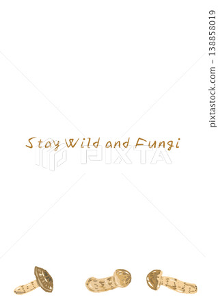 Vertical menu/card template with a hand-drawn illustration of a matsutake mushroom (diagonal). 138858019