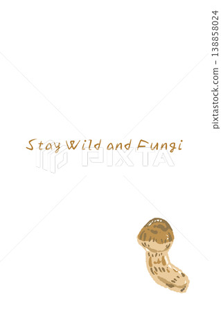 Vertical menu/card template with a hand-drawn illustration of a large matsutake mushroom. 138858024
