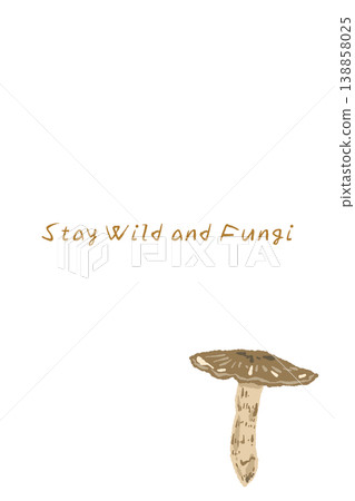 Vertical menu/card template featuring Matsutake mushrooms (centered). 138858025