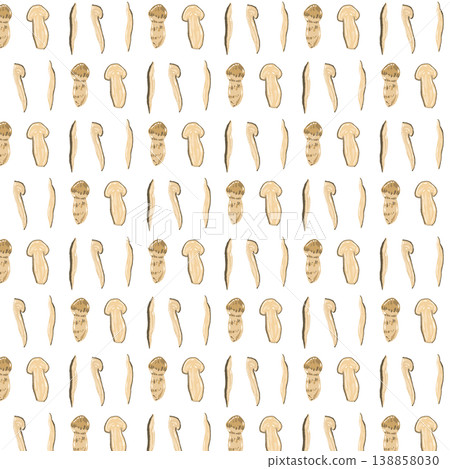 Seamless pattern background illustration of sliced matsutake mushrooms (vertical, aligned) Seamless pattern background illustration of sliced matsutake mushrooms (vertical, aligned) 138858030