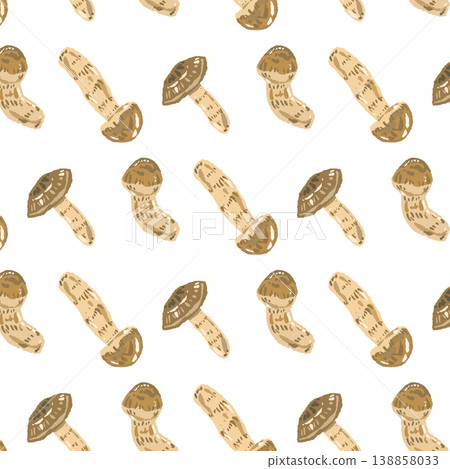 Seamless pattern background illustration of matsutake mushrooms (randomly scattered arrangement) 138858033