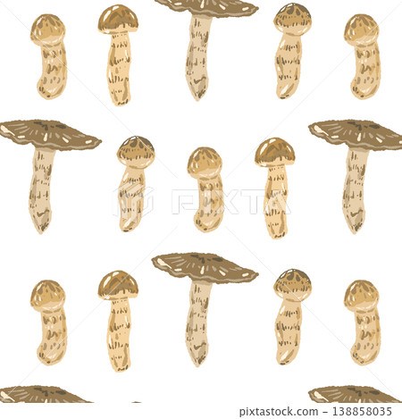 Seamless pattern background illustration of matsutake mushrooms (mixed sizes and arrangement) Seamless pattern background illustration of matsutake mushrooms (mixed sizes and arrangement) 138858035